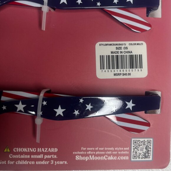 Moon Cake 2 Pack Patriotic Sunglasses USA Stars Stripes Red Blue OS New - Picture 6 of 6